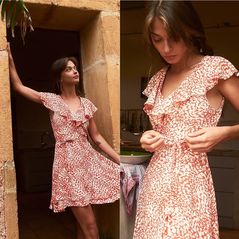 Free People French Quarter Ruffle Mini Wrap Dress